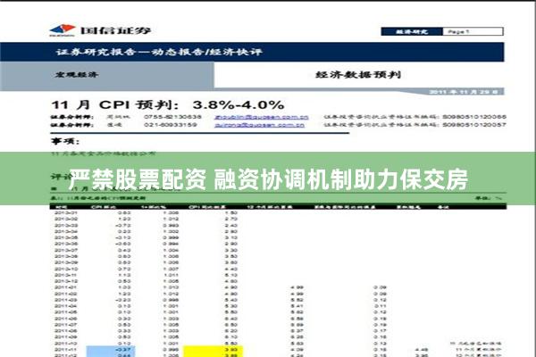 严禁股票配资 融资协调机制助力保交房