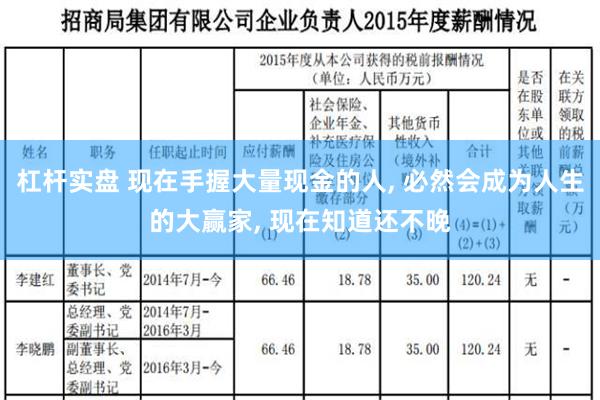 杠杆实盘 现在手握大量现金的人, 必然会成为人生的大赢家, 现在知道还不晚