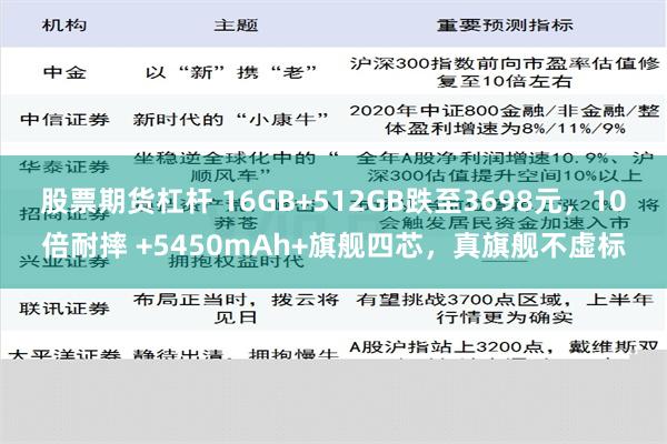 股票期货杠杆 16GB+512GB跌至3698元，10倍耐摔 +5450mAh+旗舰四芯，真旗舰不虚标