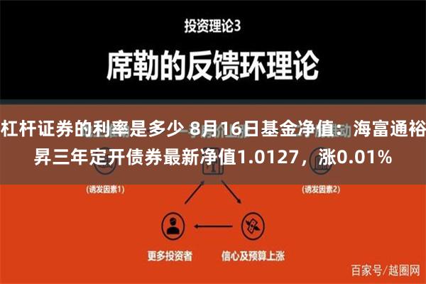 杠杆证券的利率是多少 8月16日基金净值：海富通裕昇三年定开债券最新净值1.0127，涨0.01%