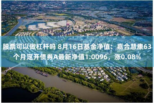 股票可以做杠杆吗 8月16日基金净值：嘉合慧康63个月定开债券A最新净值1.0096，涨0.08%