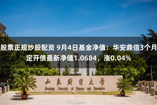 股票正规炒股配资 9月4日基金净值：华安鼎信3个月定开债最新净值1.0684，涨0.04%