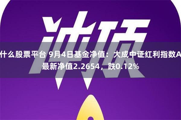 什么股票平台 9月4日基金净值：大成中证红利指数A最新净值2.2654，跌0.12%