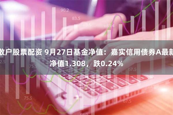 散户股票配资 9月27日基金净值：嘉实信用债券A最新净值1.308，跌0.24%