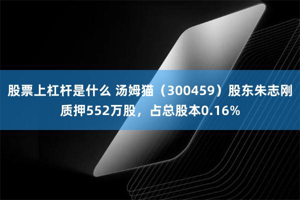 股票上杠杆是什么 汤姆猫（300459）股东朱志刚质押552万股，占总股本0.16%