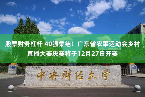 股票财务杠杆 40强集结！广东省农事运动会乡村直播大赛决赛将于12月27日开赛